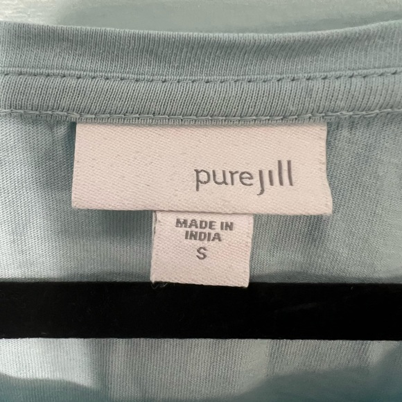 Pure Jill Teal Green Long Sleeve Pull Over top 100% Cotton Size Small - Picture 3 of 4